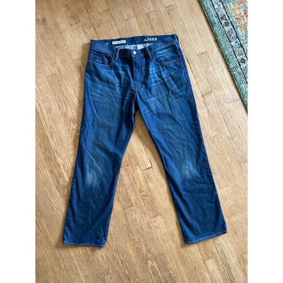 NWT Gap 1969 Mens Dark Blue Jeans Size 36X32 Standard - Picture 1 of 7